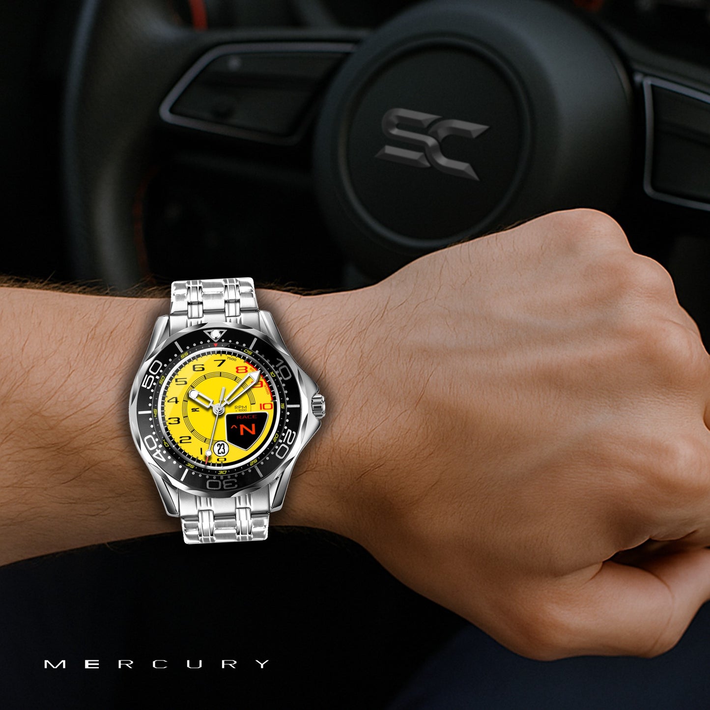 Orologio da Polso con Contagiri Race Giallo