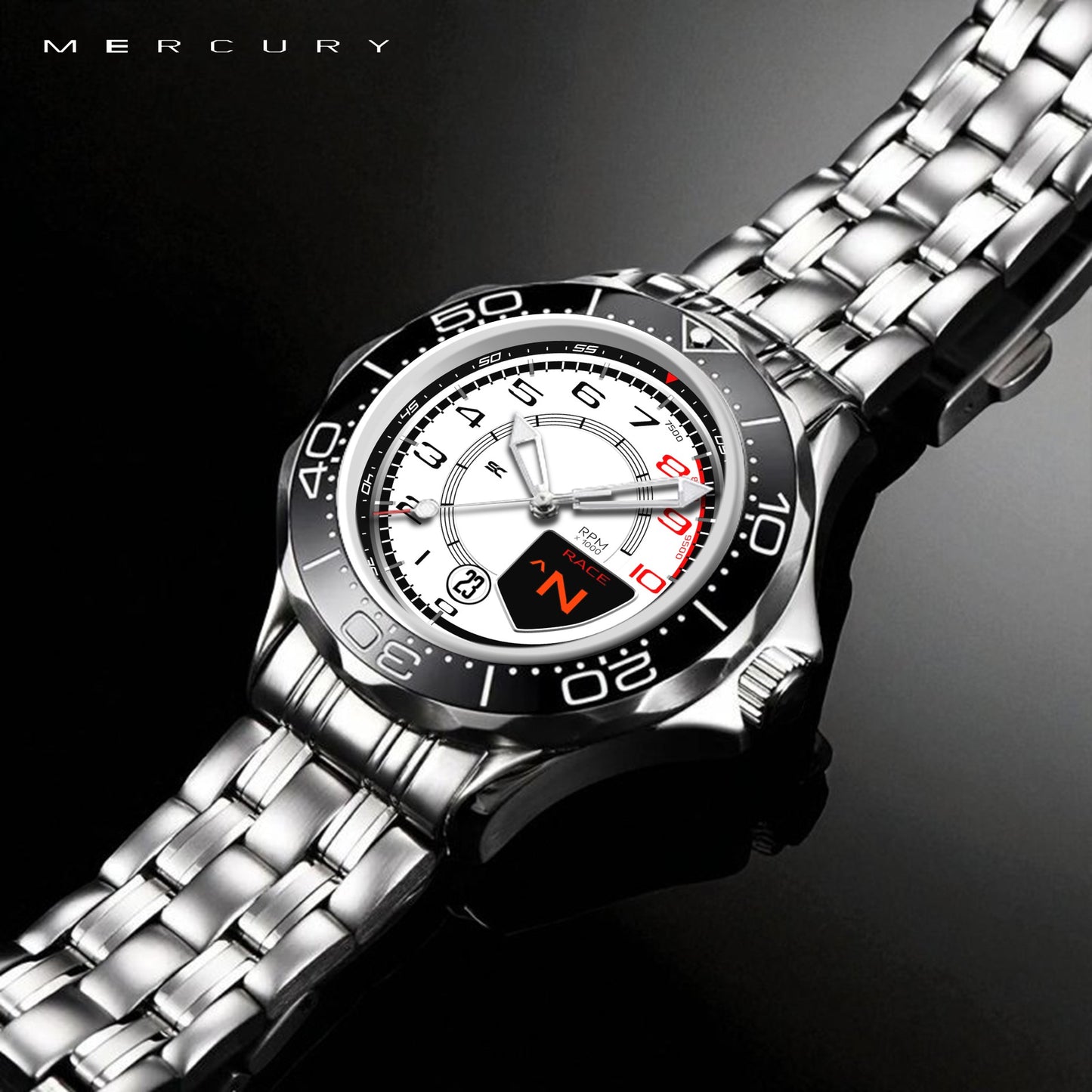 Orologio da Polso con Contagiri Race Bianco