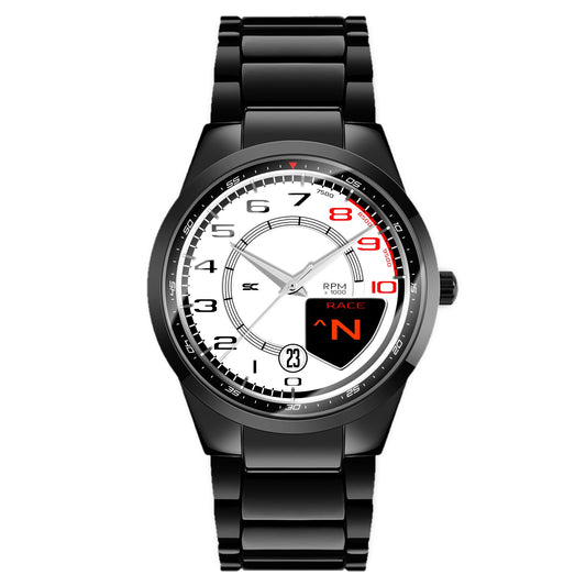 Orologio da Polso con Contagiri Race Bianco