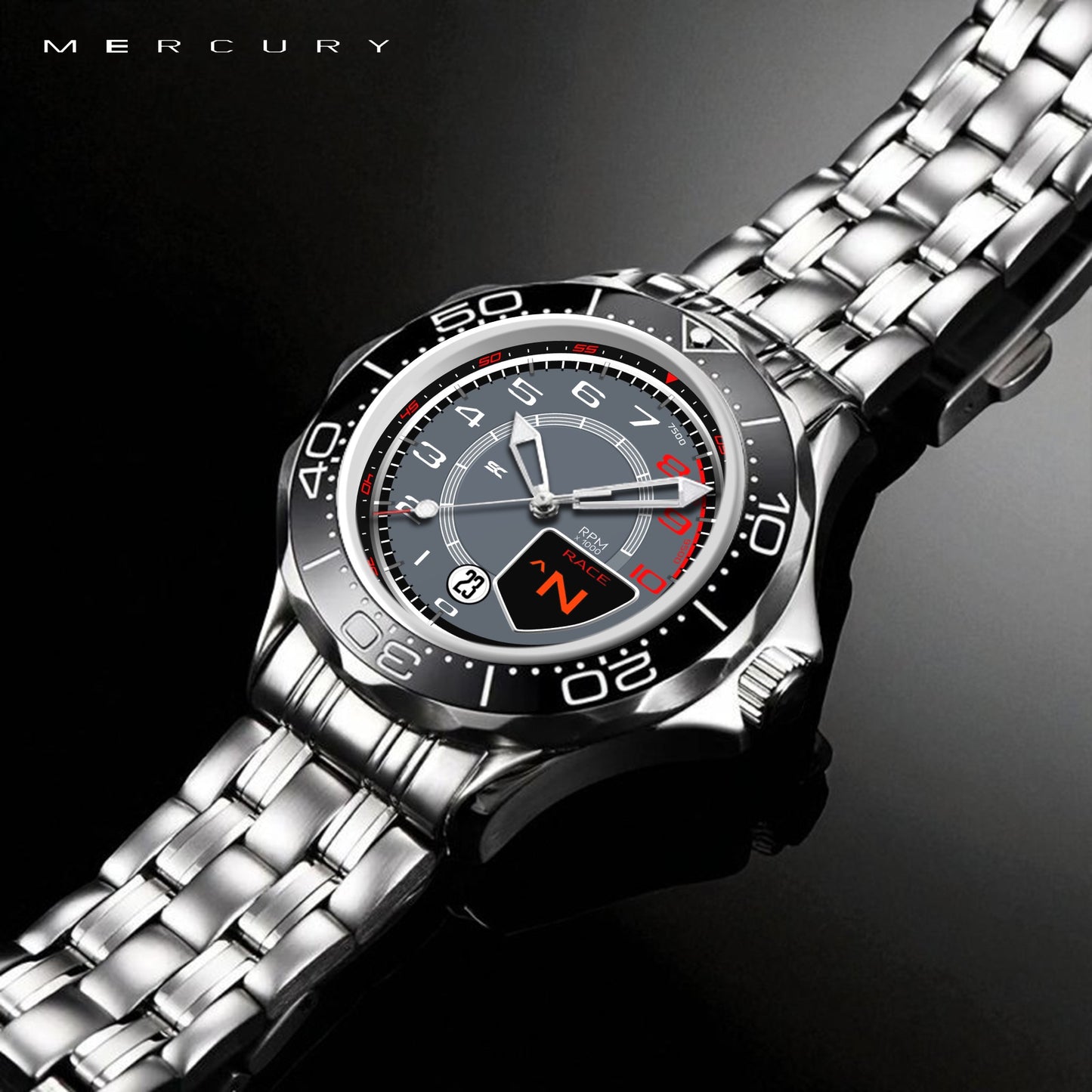 Orologio da Polso con Contagiri Race Grigio